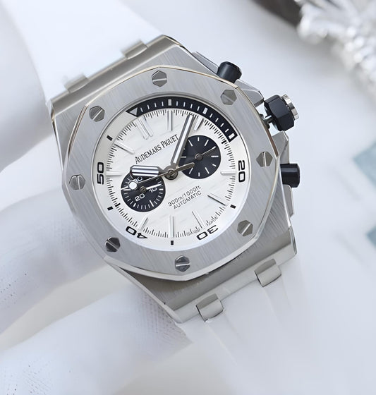 Audemars Piguet Royal Oak Offshore Chronograph with a white "Méga Tapisserie"
