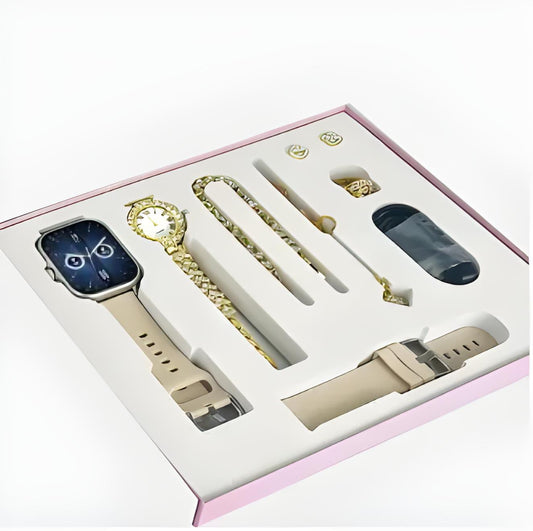 A58 Plus Smart Watch with Elegant Jewelry 8-in-1 Gift Set for Women